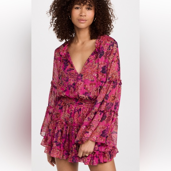MISA Leeva Mini Dress in Fuchsia Batik New With Tags. - Picture 2 of 11